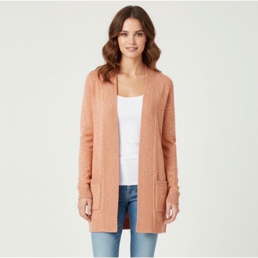 Urban Outfitters Burnt Orange Open Front Ribbed Knit Cardigan Sweater • Cozycore